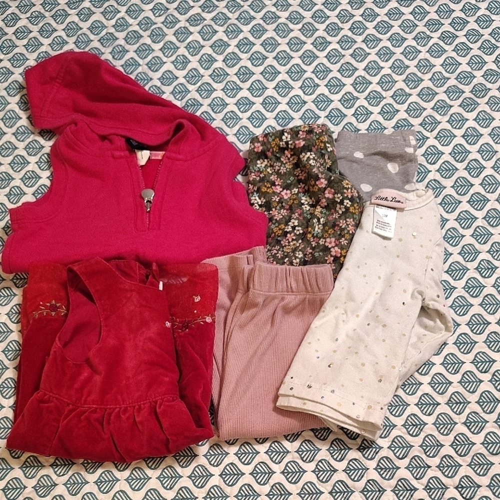 Bundle Lot Girls Size 12 Months Clothing 6 Pieces Pants Shirt Dress Vest Lot 20